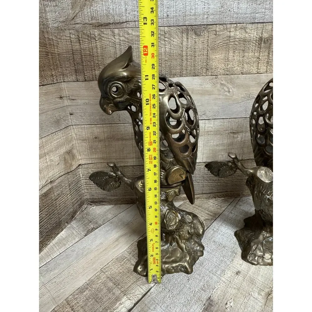 Vintage Brass Parrot Candle Holders